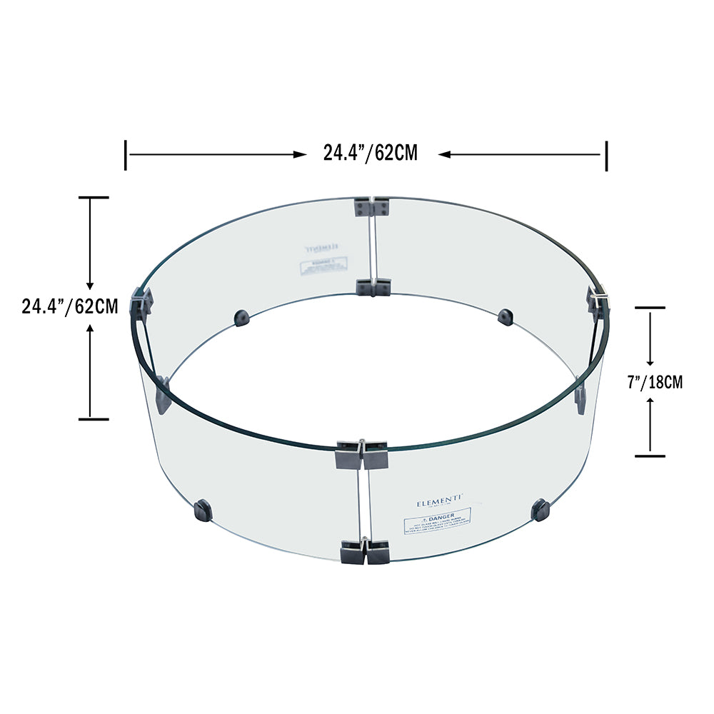 Elementi Outdoor Manchester Fire Pit Round Tempered Glass Wind Screen Firepit Accessories - view 2