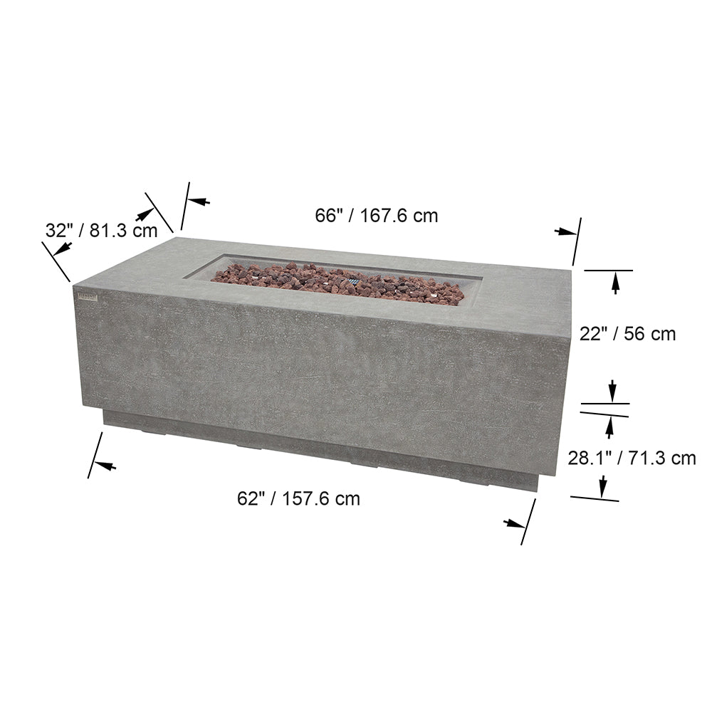 Elementi Andes Propane Fire Pit 66 x 32 Inches - view 3