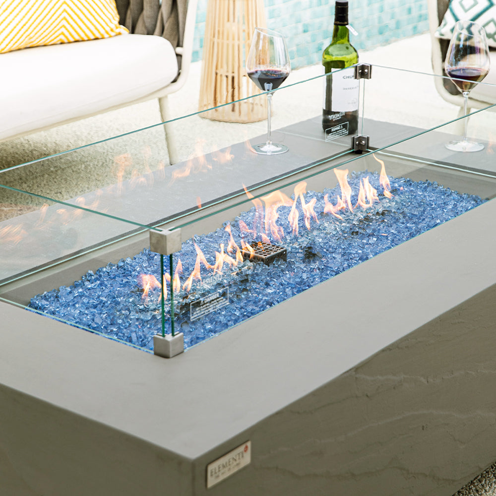 Elementi Plus Rectangular Tempered Glass Wind Screen for Outdoor Fire Pit - 40.4 x 15.2 x 7 inches - view 2