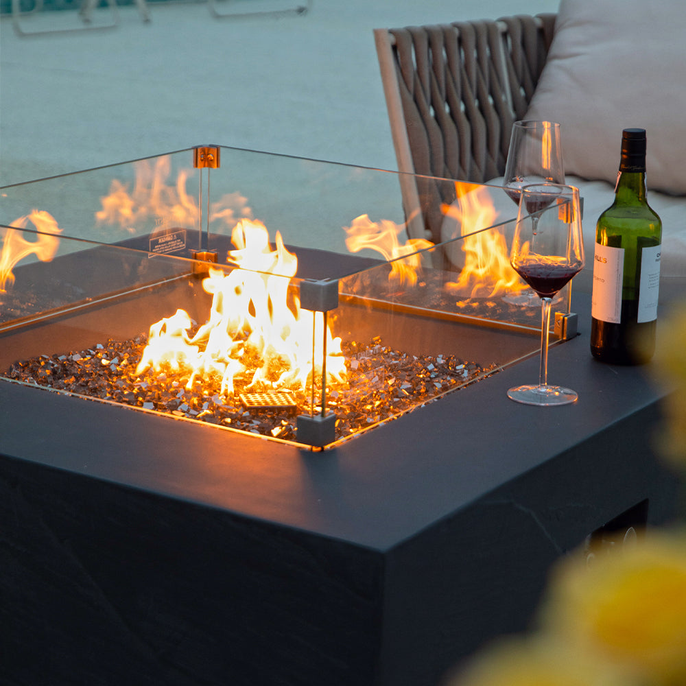Elementi Plus Square Tempered Glass Wind Screen for Outdoor Fire Pit - 23.6 x 23.6 x 7 inches - view 2