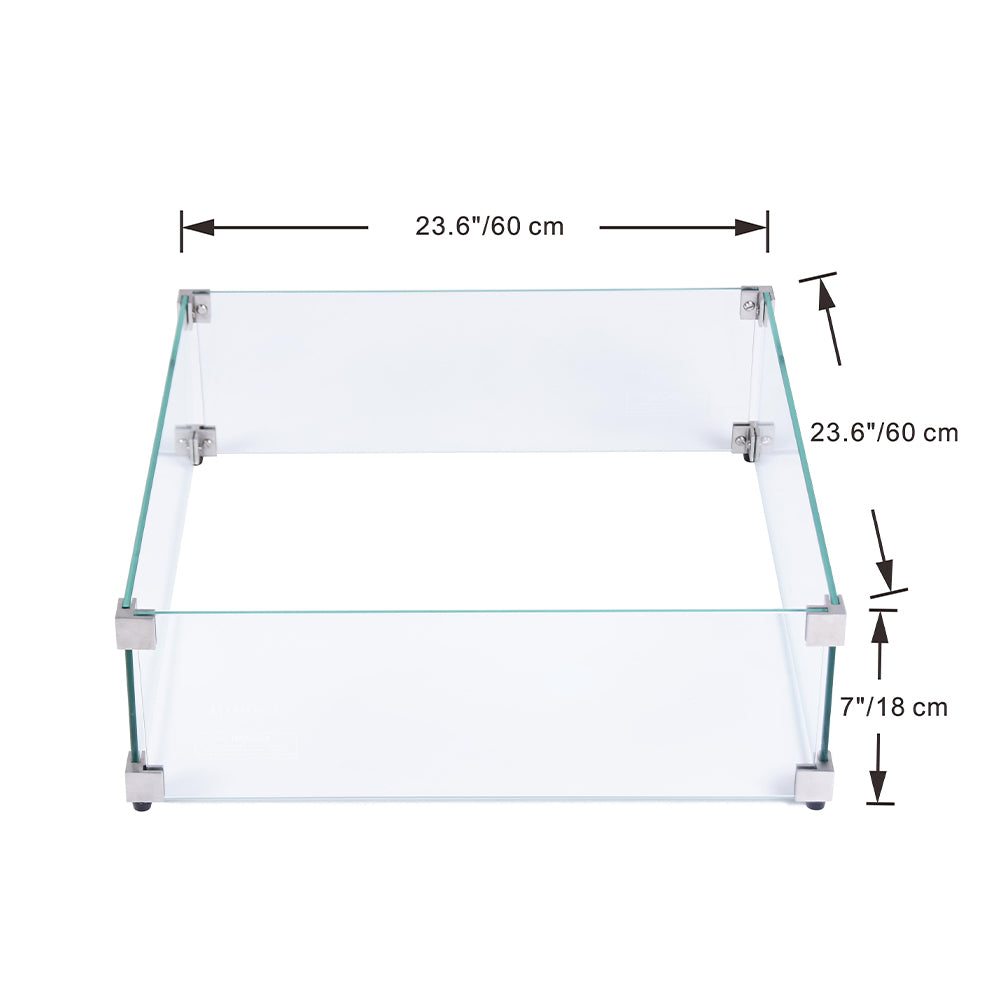 Elementi Plus Square Tempered Glass Wind Screen for Outdoor Fire Pit - 23.6 x 23.6 x 7 inches - view 3