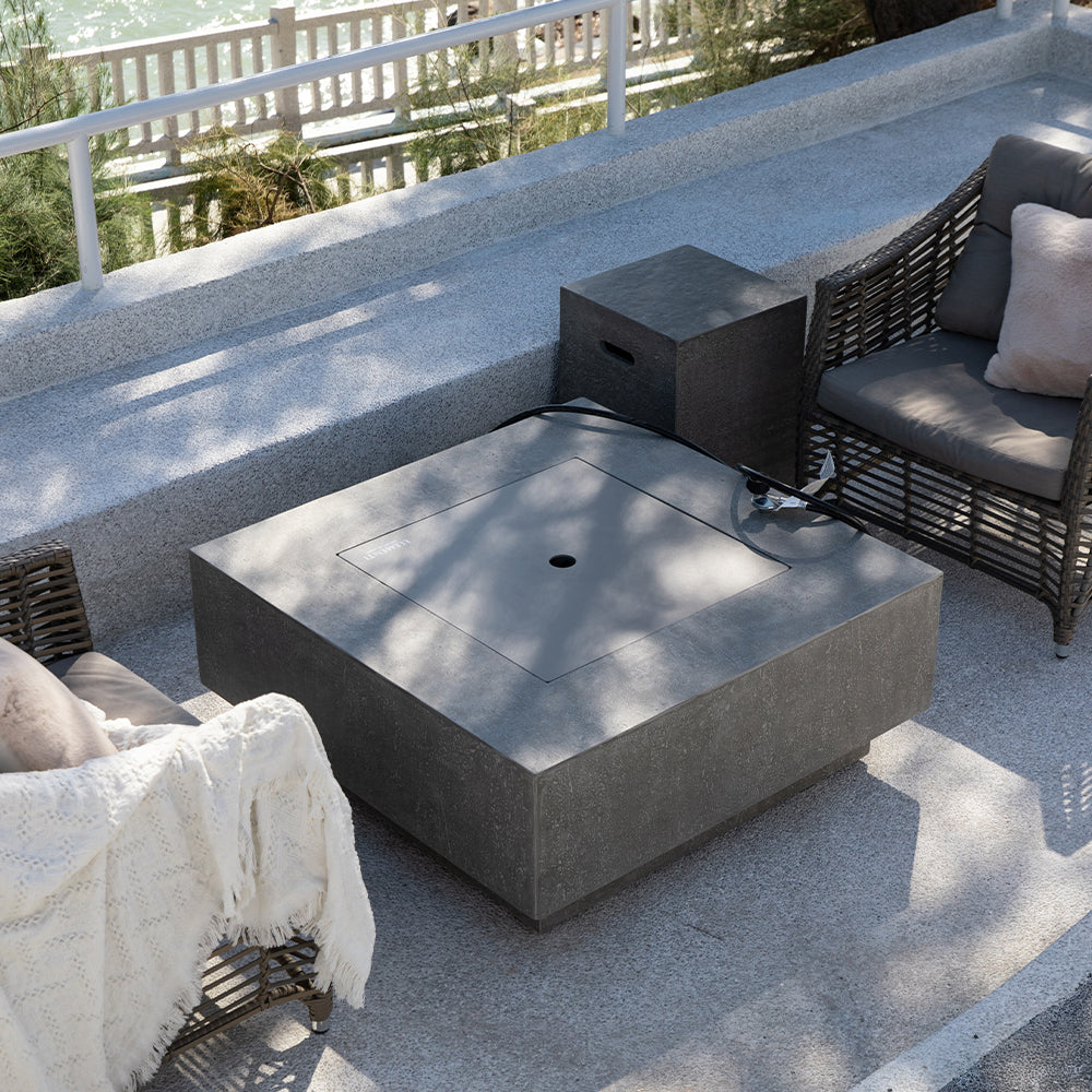 Victoria Outdoor Light Grey Fire Pit Table - view 7