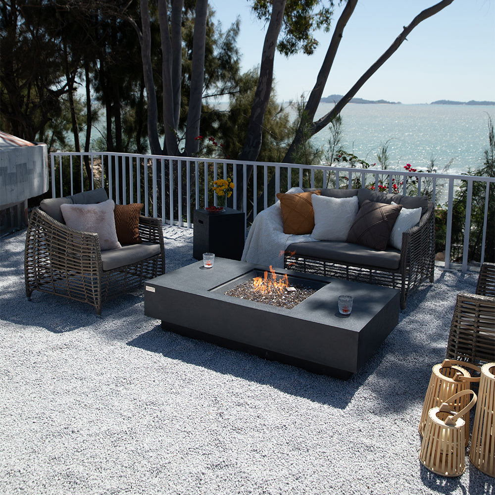 Cannes Outdoor Dark Grey Fire Pit Table - view 5