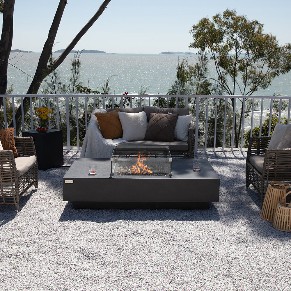 Cannes Outdoor Dark Grey Fire Pit Table - view 6
