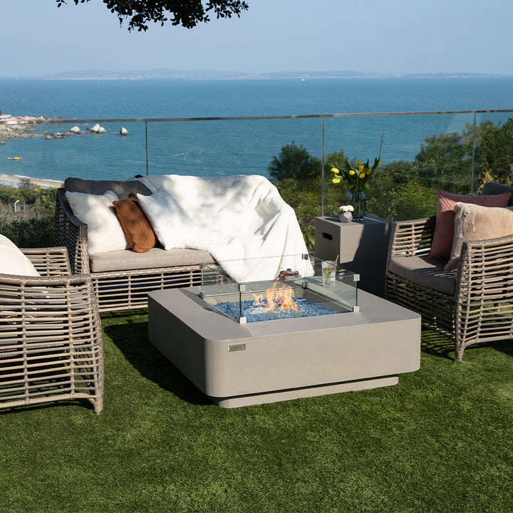 Lucerne Outdoor Light Grey Fire Pit Table - Select Fuel Type