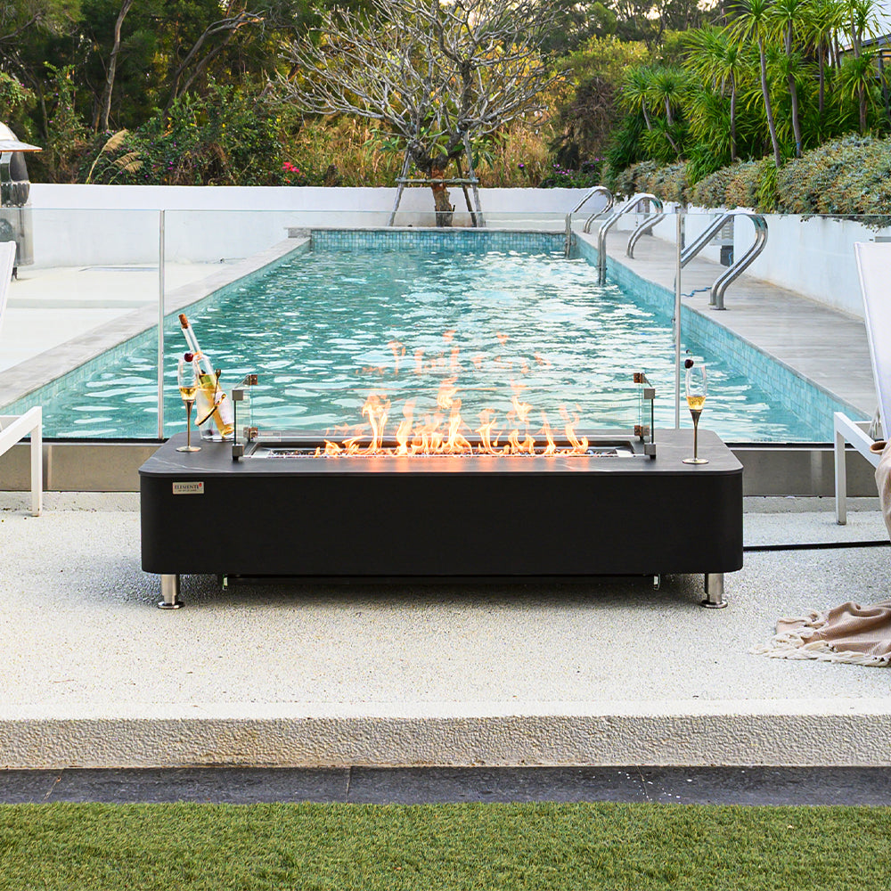 Valencia Outdoor Bulgaria Black Fire Pit Table - view 2