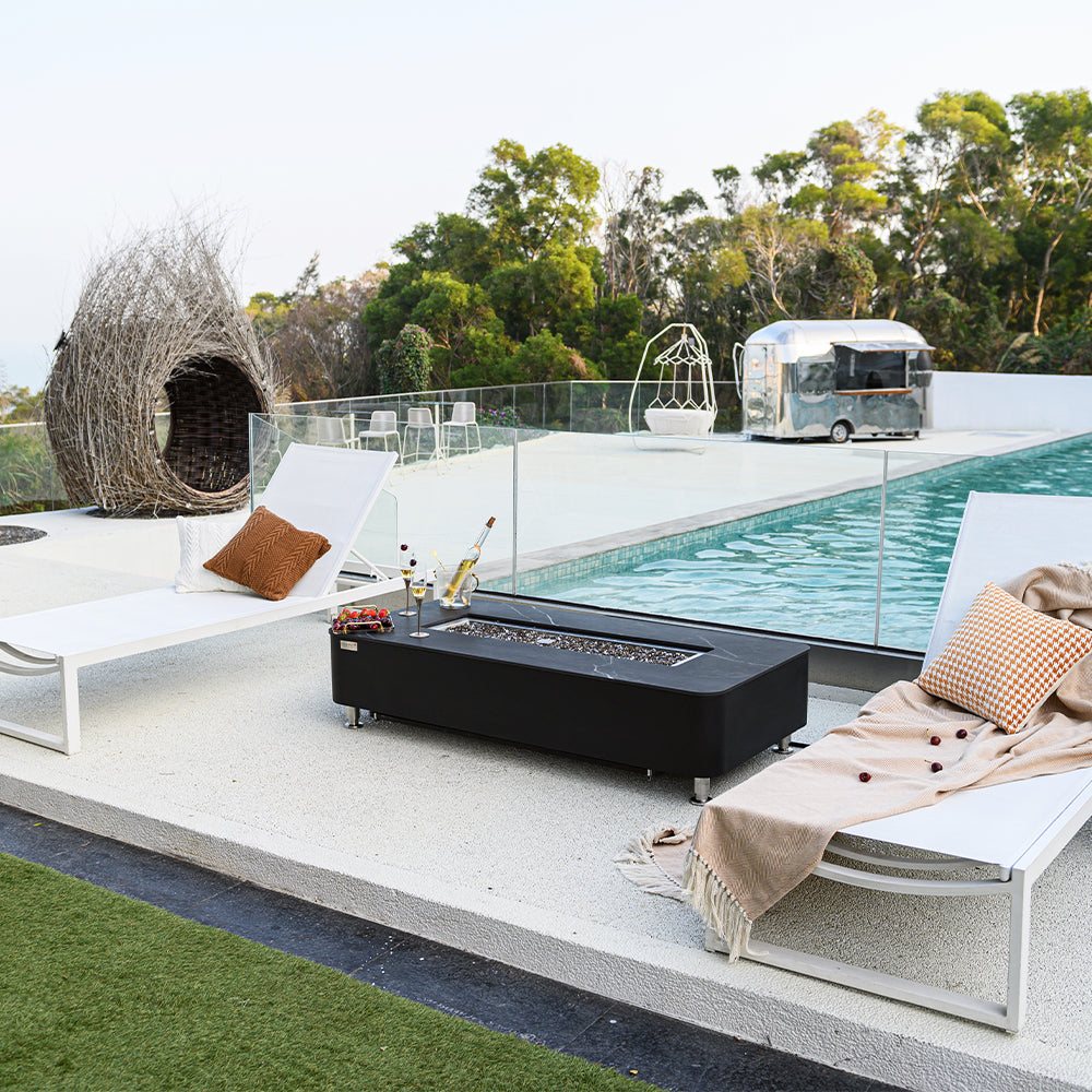 Valencia Outdoor Bulgaria Black Fire Pit Table - view 4