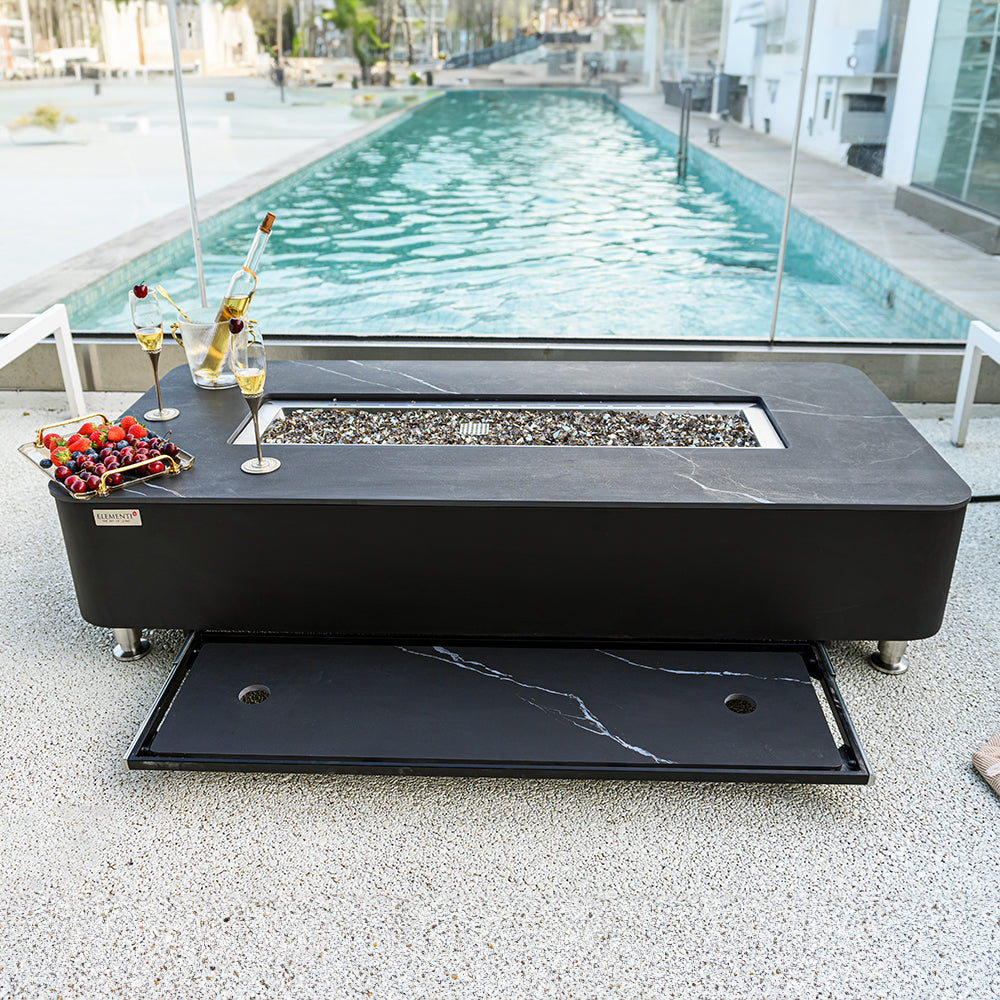 Valencia Outdoor Bulgaria Black Fire Pit Table - view 6