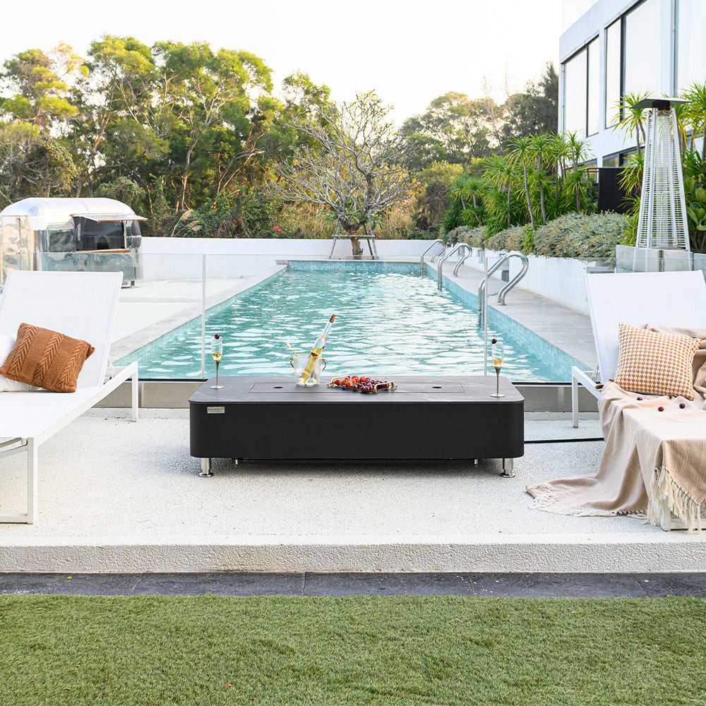 Valencia Outdoor Bulgaria Black Fire Pit Table - view 7