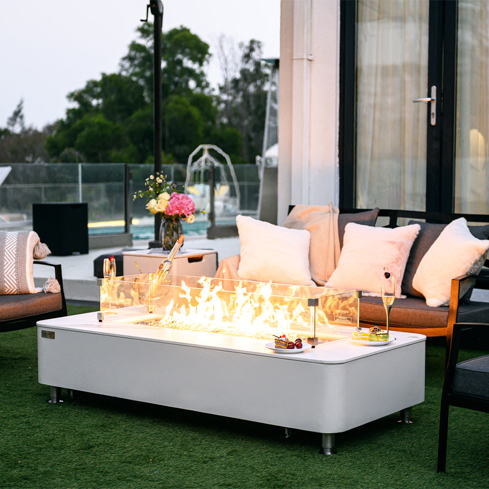 Athens Outdoor Bianco White Fire Pit Table - view 2