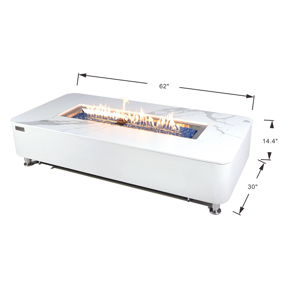 Athens Outdoor Bianco White Fire Pit Table - view 3