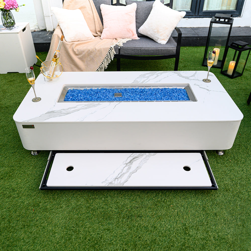 Athens Outdoor Bianco White Fire Pit Table - view 4