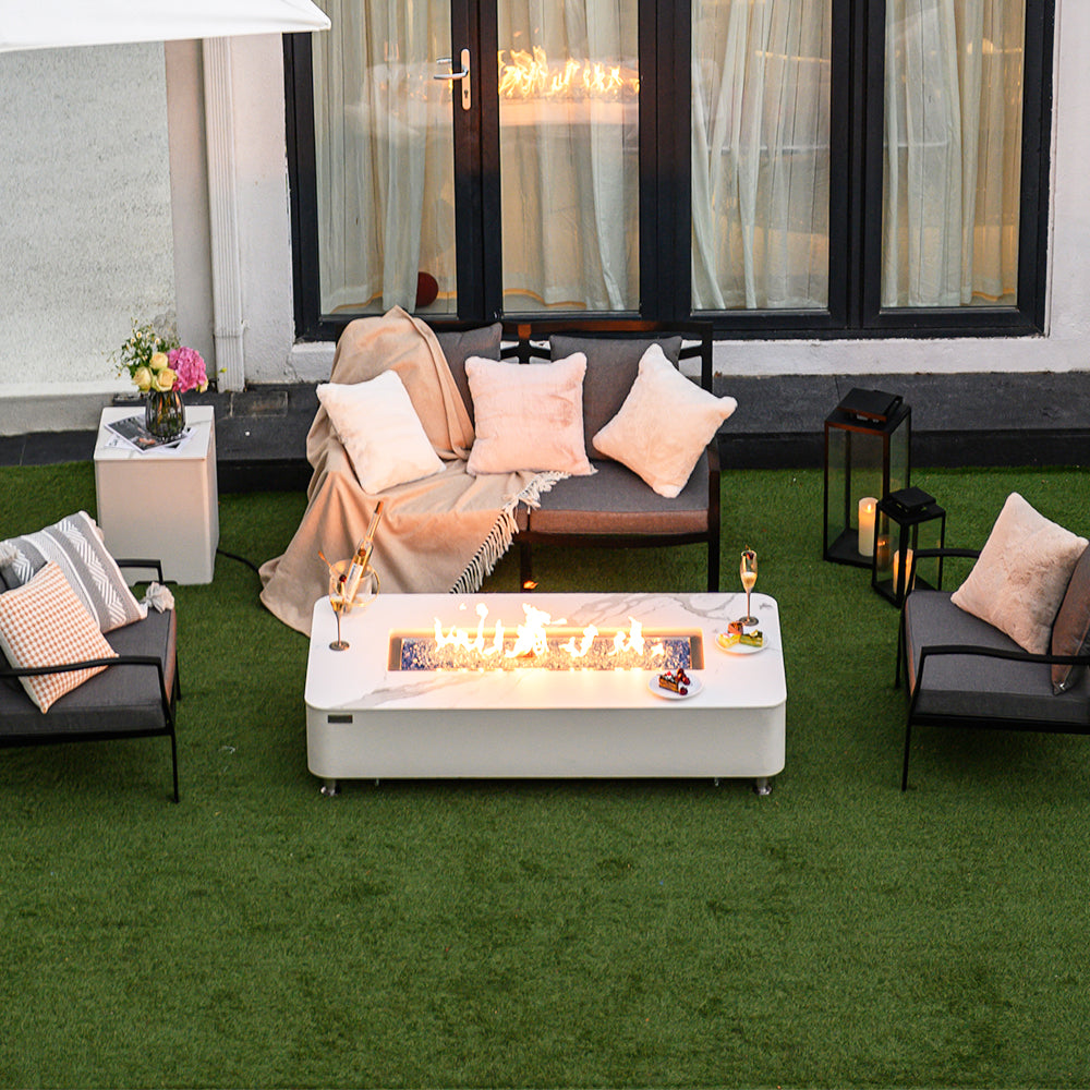 Athens Outdoor Bianco White Fire Pit Table - view 5
