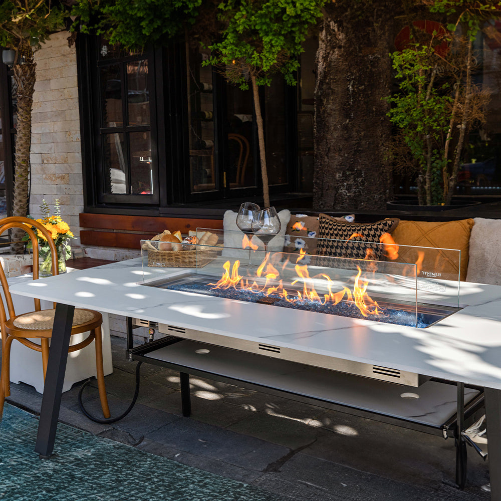 Elementi Plus Oslo Propane Fire Pit White, 70 x 35 Inches - view 4