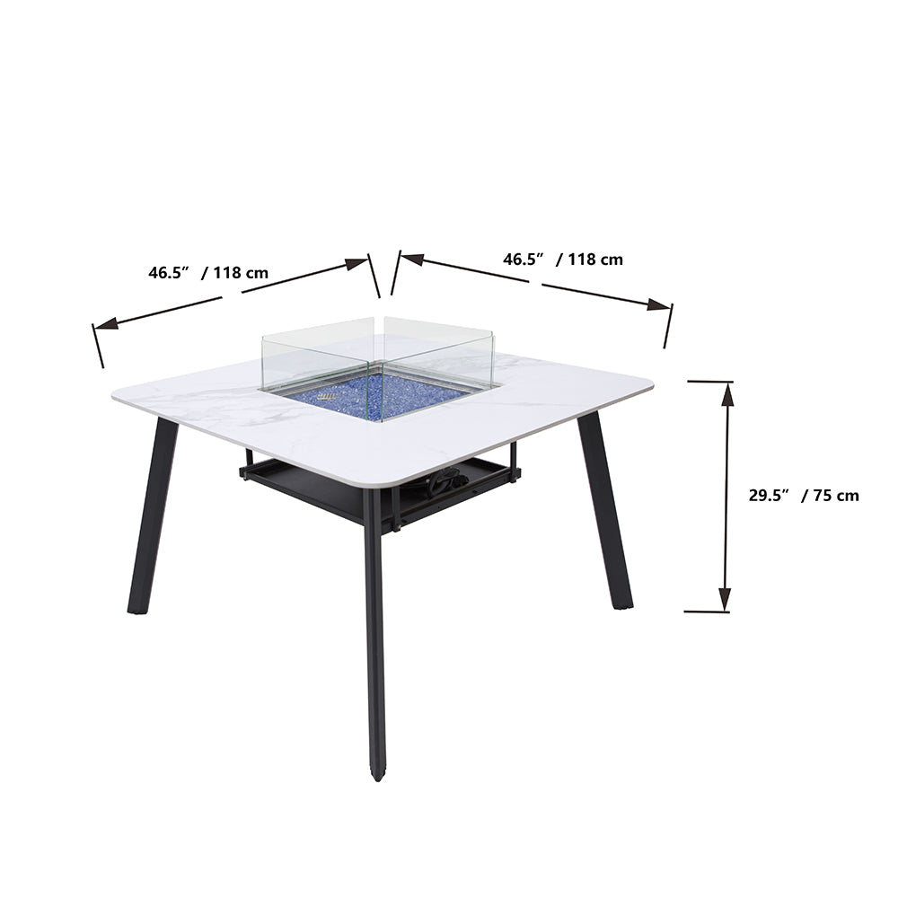 Elementi Plus Helsinki Fire Pit White, 46.5 x 46.5 Inches - view 3