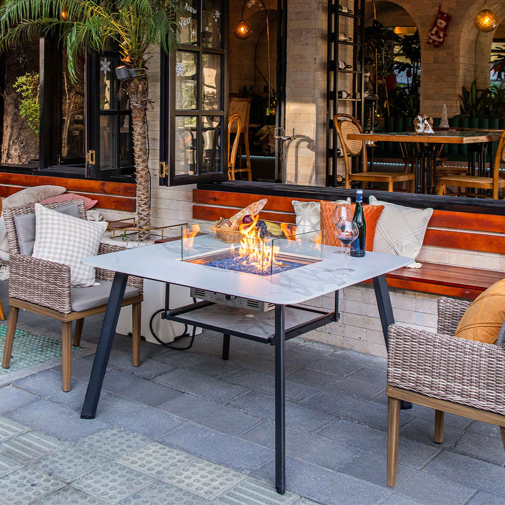 Elementi Plus Helsinki Fire Pit White, 46.5 x 46.5 Inches - view 4