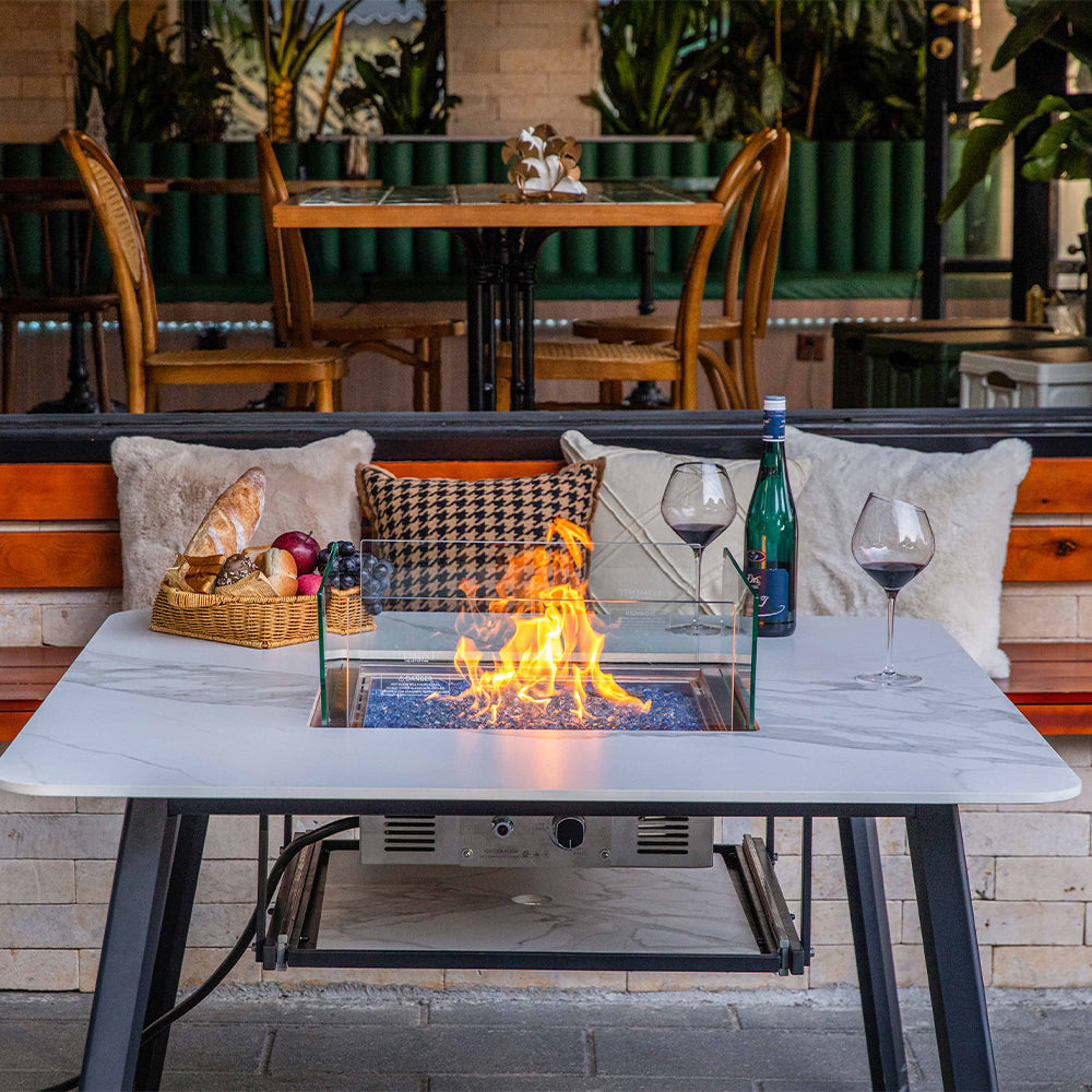 Elementi Plus Helsinki Fire Pit White, 46.5 x 46.5 Inches - view 6