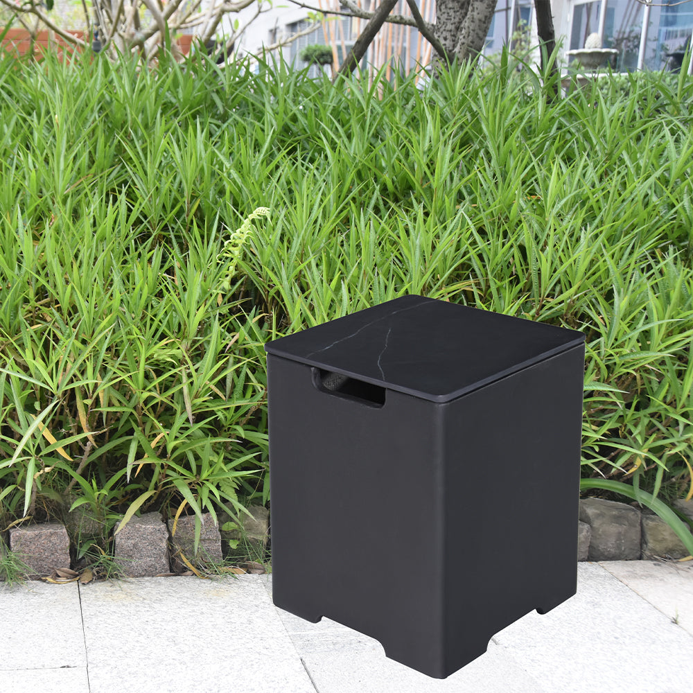 Elementi Plus Square Propane Tank Cover Hideaway Table - Bulgaria Black, 15.9 x 15.9 x 20.5 Inches - view 4