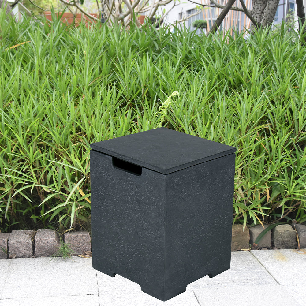Elementi Plus Square Propane Tank Cover Hideaway Table - Dark Grey, 15.7 x 15.7 x 20.5 Inches - view 4
