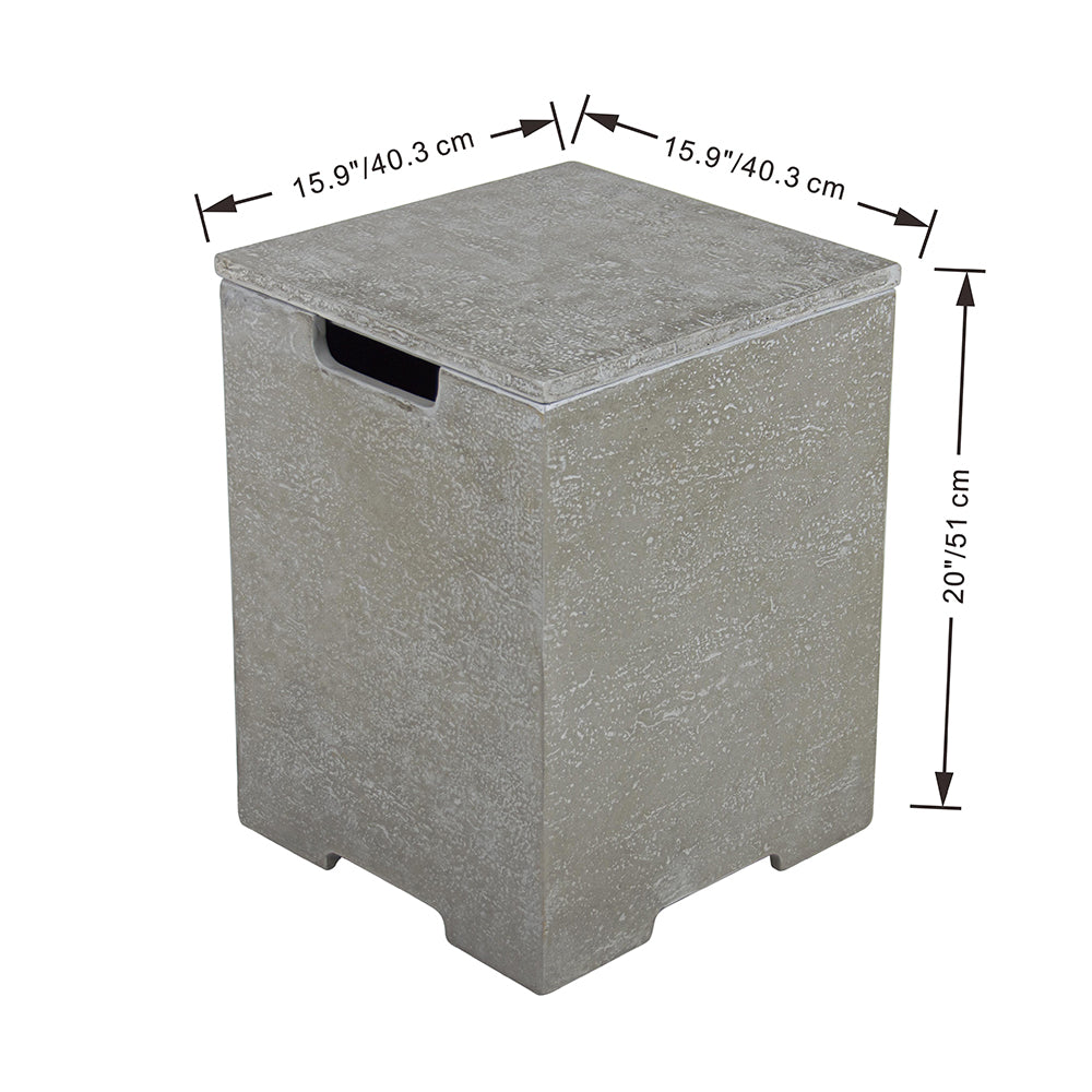 Elementi Plus Square Propane Tank Cover Hideaway Table - Light Grey, 15.7 x 15.7 x 20.5 Inches - view 3