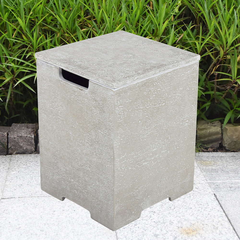 Elementi Plus Square Propane Tank Cover Hideaway Table - Light Grey, 15.7 x 15.7 x 20.5 Inches - view 4