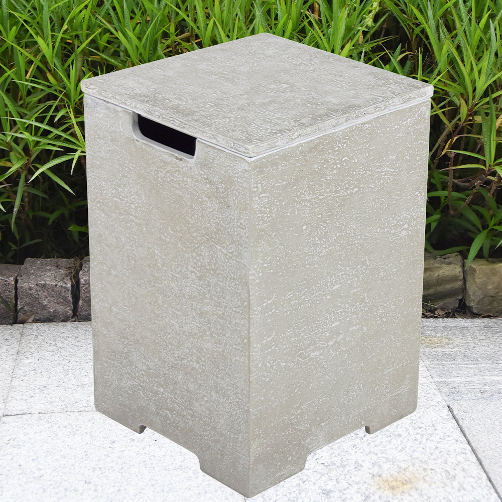 Elementi Plus Square Propane Tank Cover Hideaway Table - Light Grey, 15.7 x 15.7 x 24.8 Inches - view 2