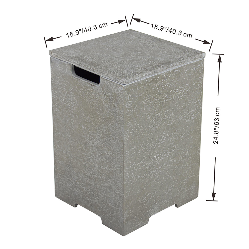 Elementi Plus Square Propane Tank Cover Hideaway Table - Light Grey, 15.7 x 15.7 x 24.8 Inches