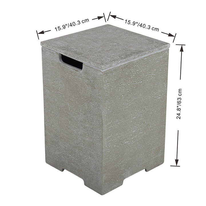 Elementi Plus Square Propane Tank Cover Hideaway Table - Light Grey, 15.7 x 15.7 x 24.8 Inches