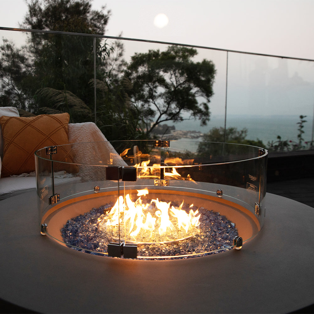 Elementi Plus Round Tempered Glass Wind Screen for Outdoor Fire Pit - 25.4 x 25.4 x 7.1 inches - view 2