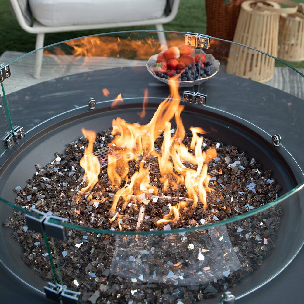 Elementi Plus Round Tempered Glass Wind Screen for Outdoor Fire Pit - 25.4 x 25.4 x 7.1 inches - view 4
