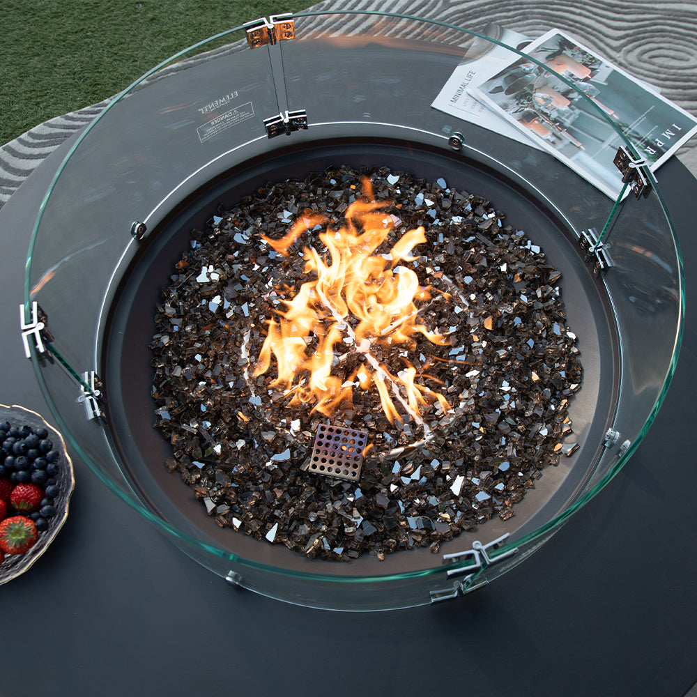Elementi Plus Round Tempered Glass Wind Screen for Outdoor Fire Pit - 25.4 x 25.4 x 7.1 inches - view 5