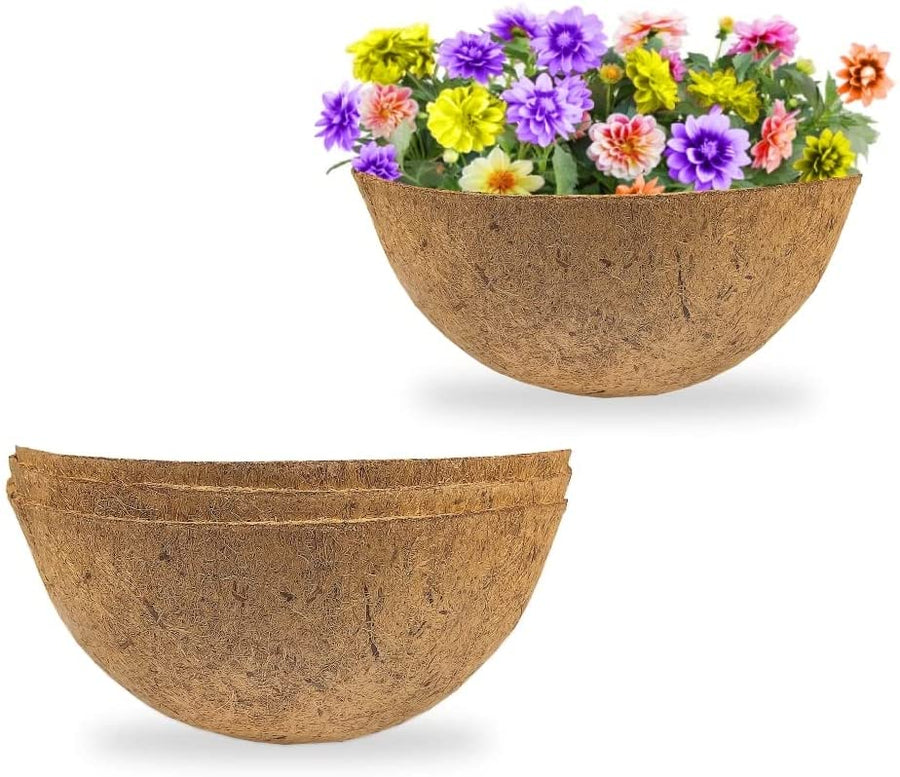 coconut lined hanging baskets