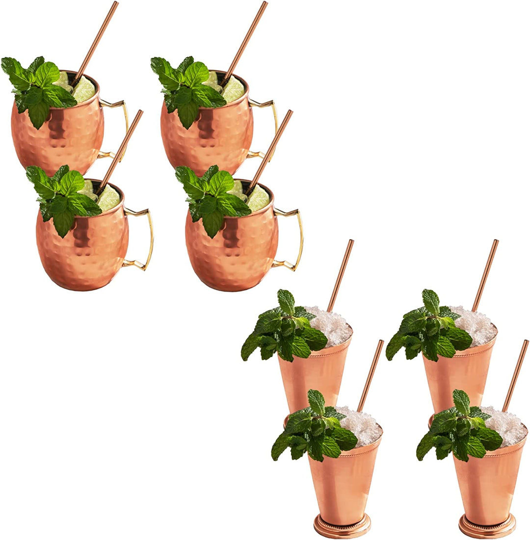 Mint Julep Cups and Moscow Mule Bundle Gift Set - 16 Piece Set