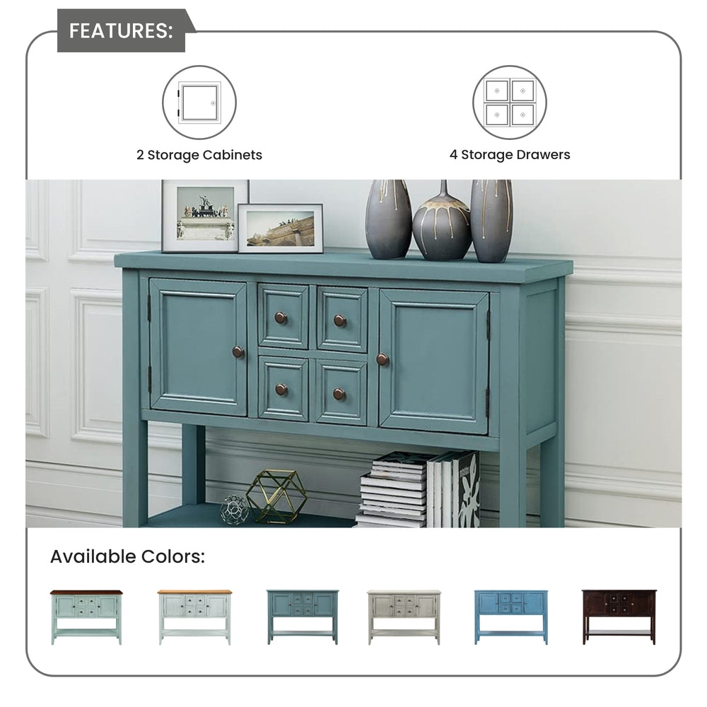 Buffet Sideboard Living Room Console Table - Steel Blue
