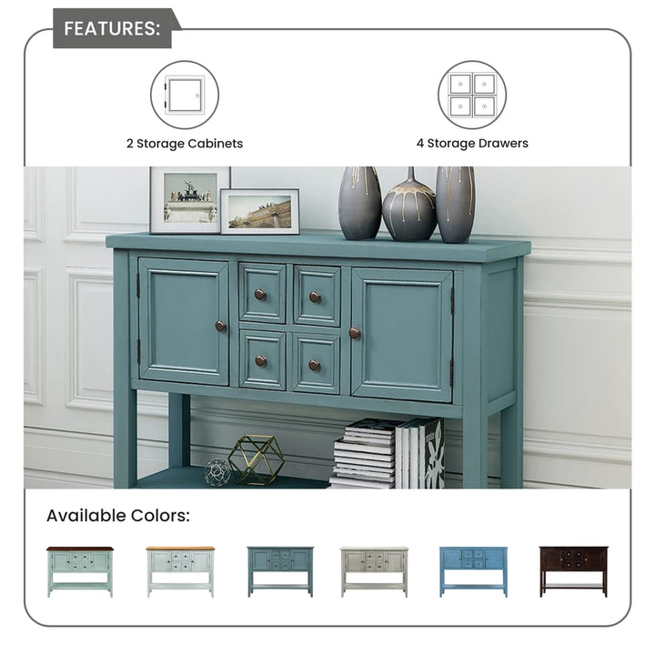 Buffet Sideboard Living Room Console Table - Steel Blue
