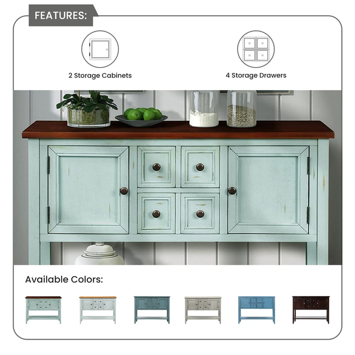 Buffet Sideboard Living Room Console Table - Antique Blue