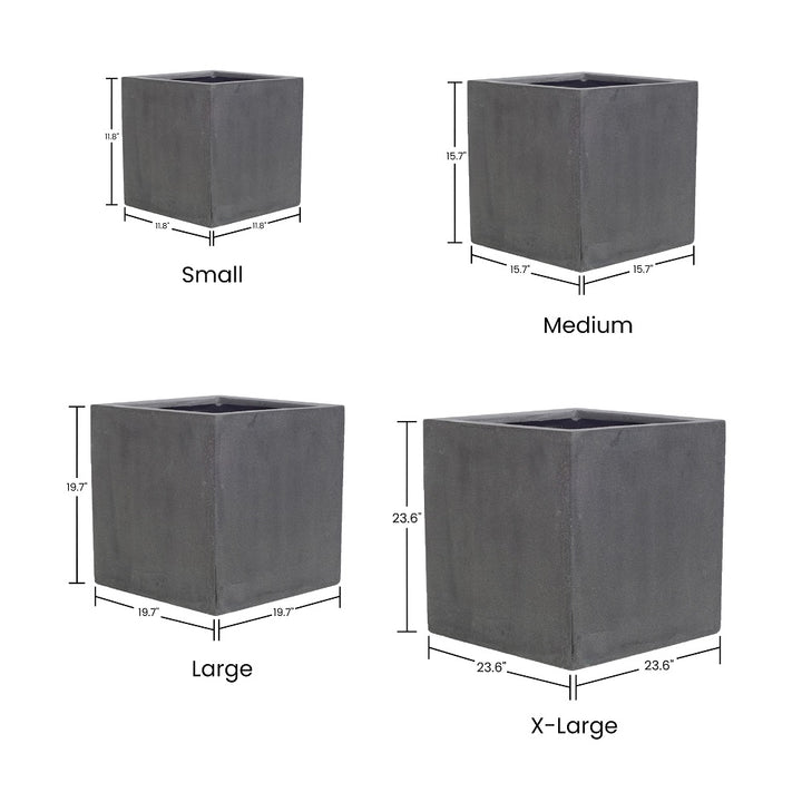 Block Square Planter Pot Indoor Outdoor Fiberstone Planter Box