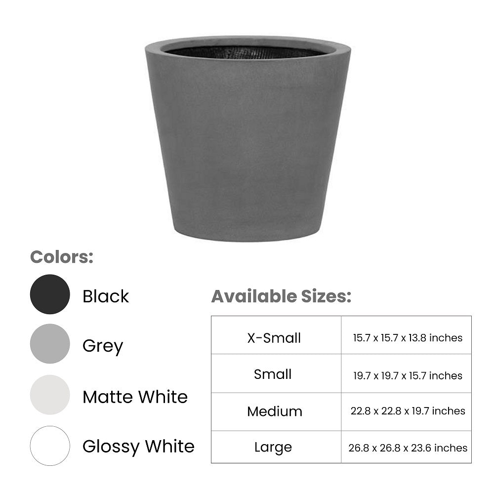 Bucket Round Planter Pot Indoor Outdoor Fiberstone Planter Box