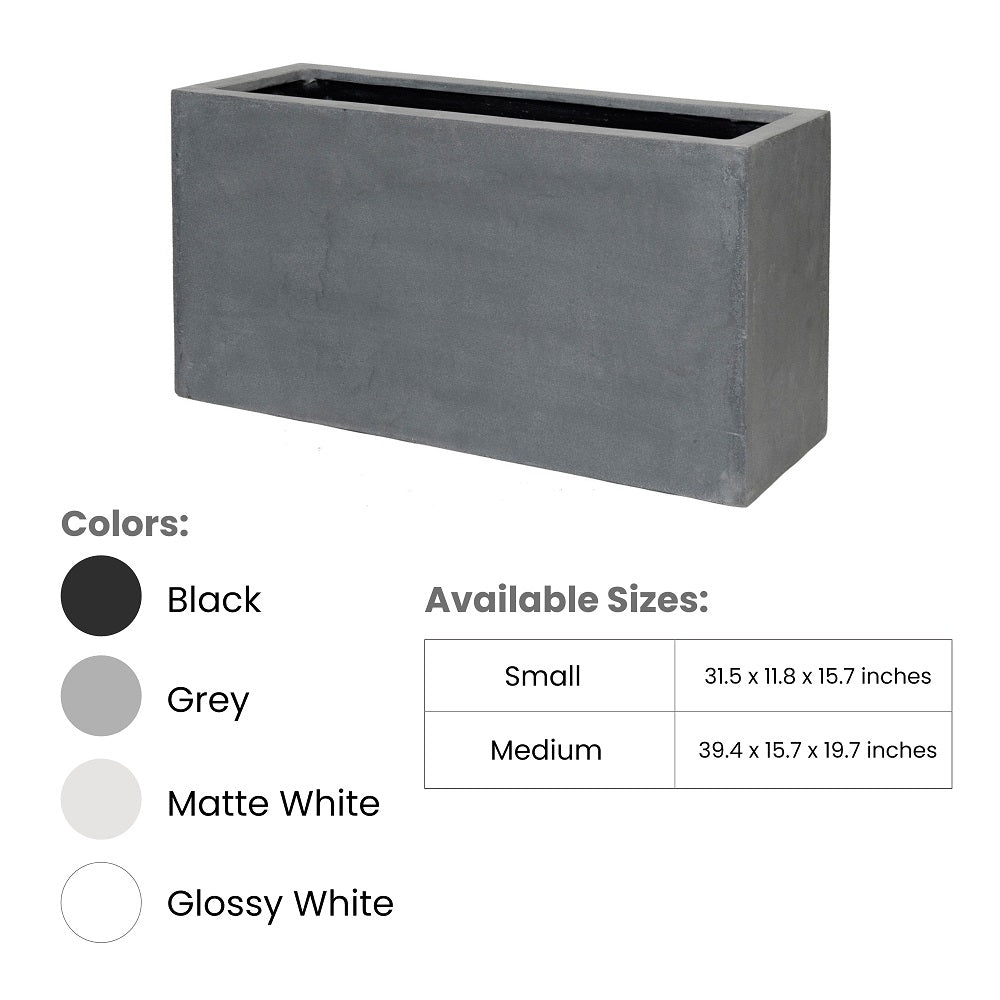 Jort Rectangular Planter Pot Indoor Outdoor Fiberstone Planter Box