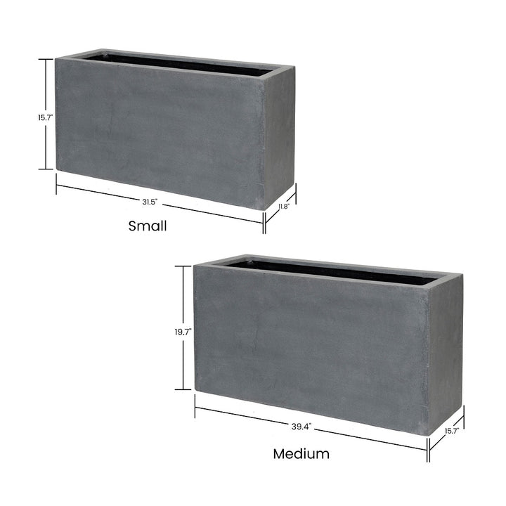 Jort Rectangular Planter Pot Indoor Outdoor Fiberstone Planter Box