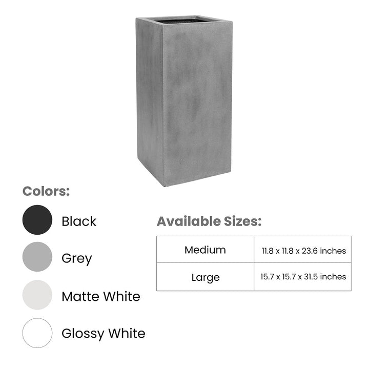 Bouvy Rectangular Planter Pot Indoor Outdoor Fiberstone Planter Box