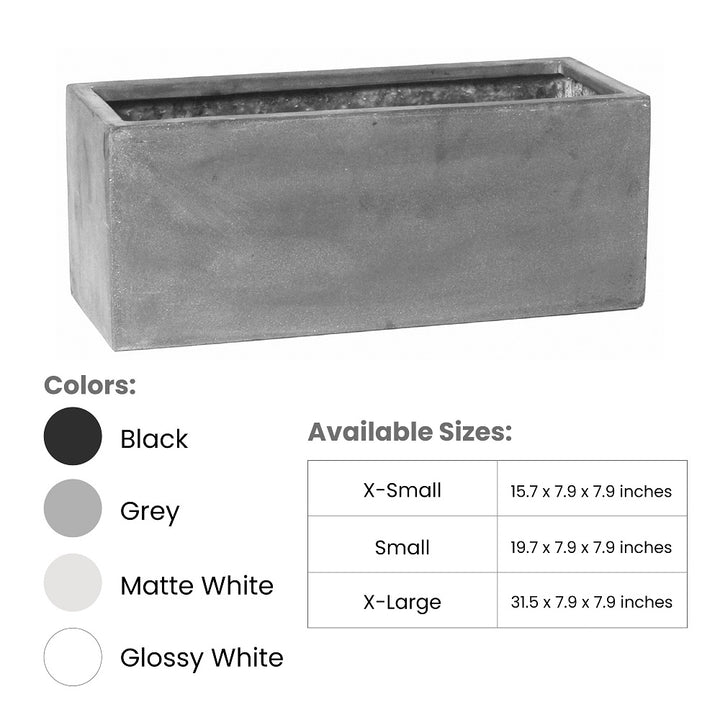 Balcony Rectangular Planter Pot Indoor Outdoor Fiberstone Planter Box