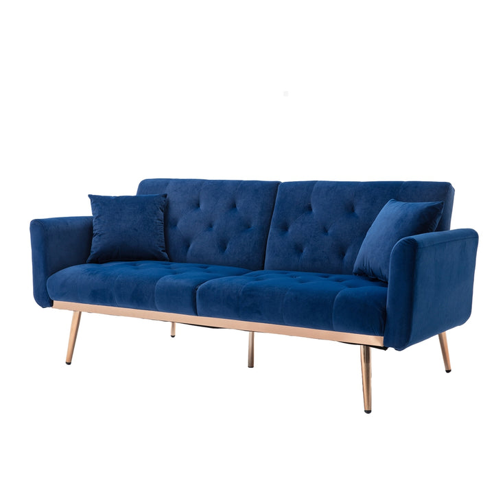Modern Loveseat Convertible Futon Sofa Couch - Blue
