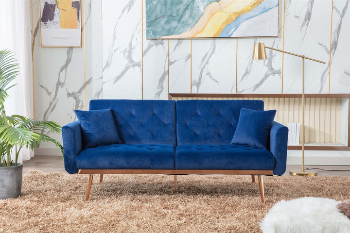 Modern Loveseat Convertible Futon Sofa Couch - Blue