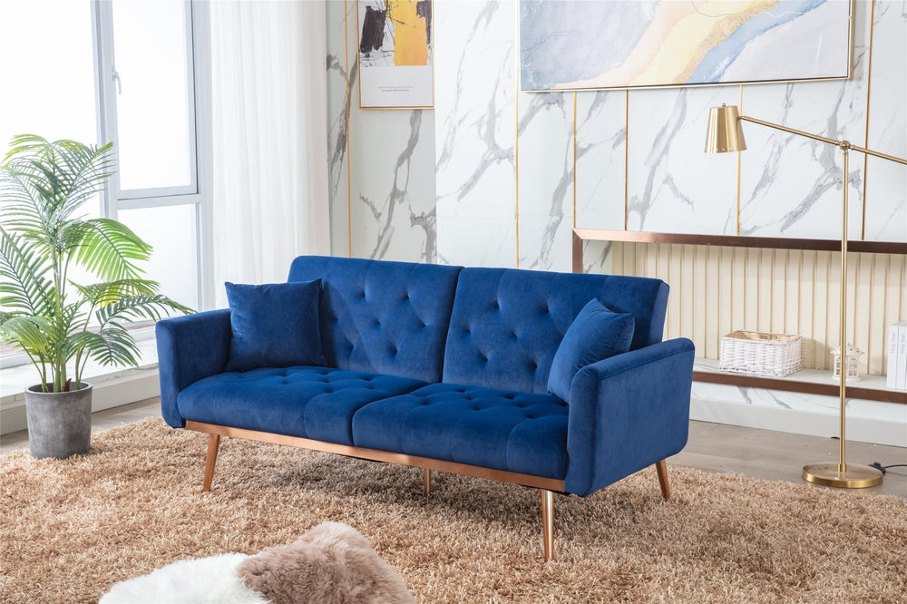 Modern Loveseat Convertible Futon Sofa Couch - Blue