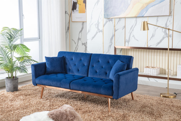 Modern Loveseat Convertible Futon Sofa Couch - Blue