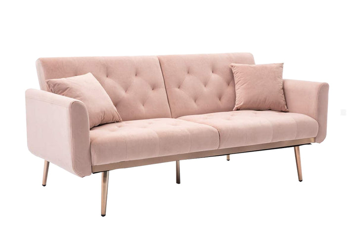 Modern Loveseat Convertible Futon Sofa Couch - Pink