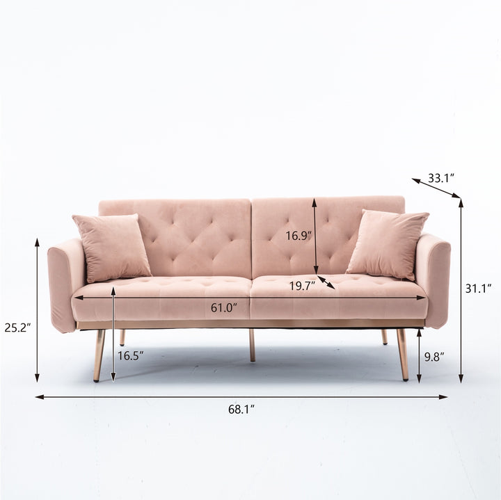 Modern Loveseat Convertible Futon Sofa Couch - Pink
