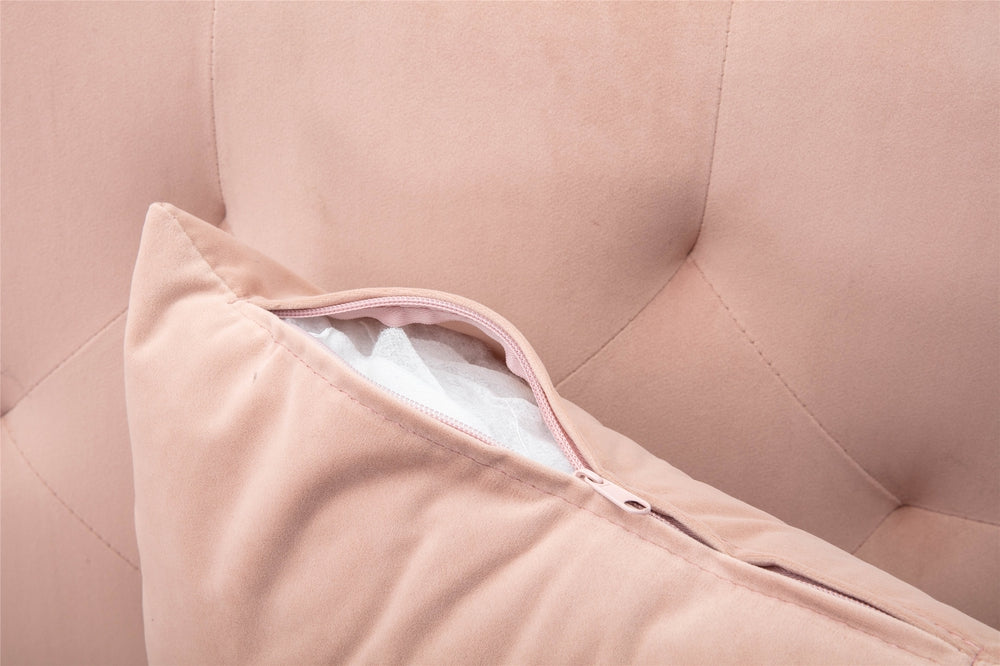 Modern Loveseat Convertible Futon Sofa Couch - Pink