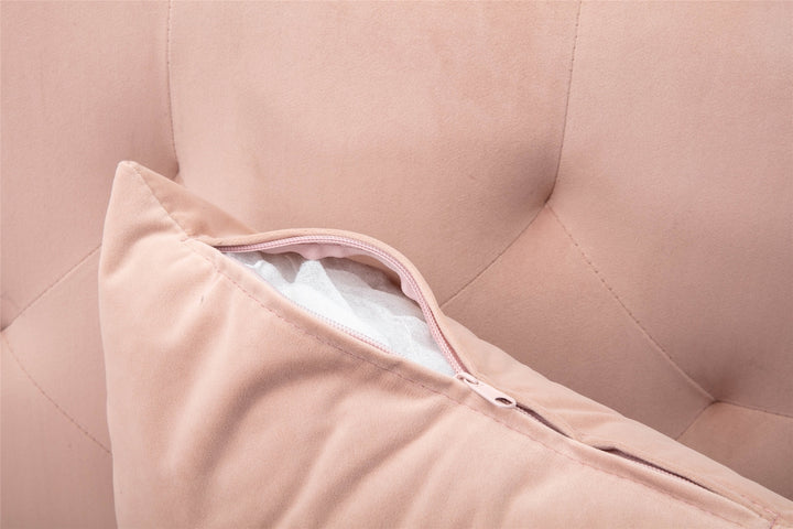 Modern Loveseat Convertible Futon Sofa Couch - Pink